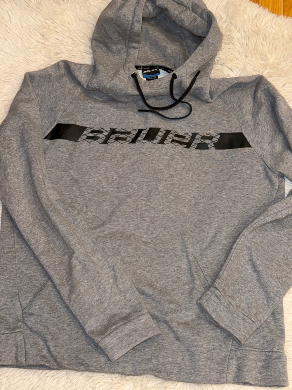 🏒🥅 Bauer Hockey Gray  Hoodie with Black Graphic-men’s S